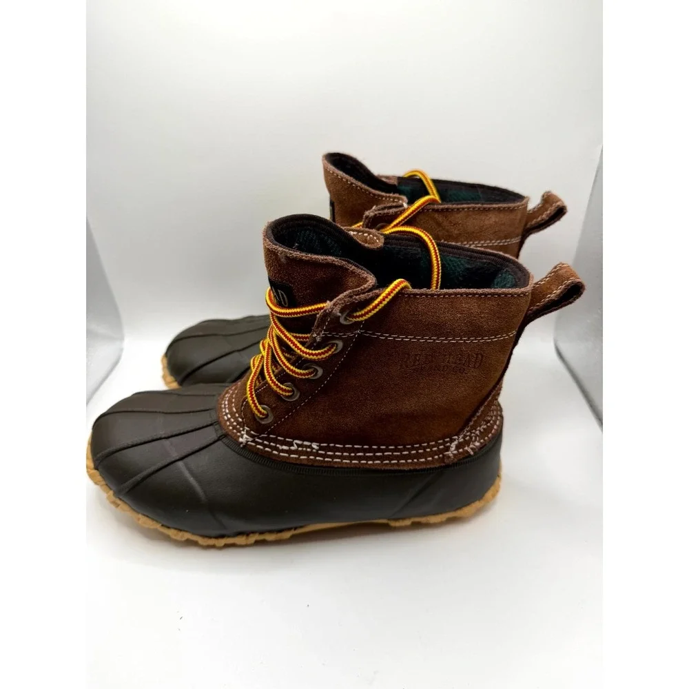 Red Head Mens 7 Black Brown Leather Ankle Round‎ Toe Lace Up Hunting Duck Boot